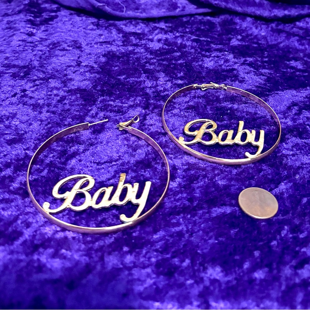 Gold 'Baby' 3.5” Hoop Earrings